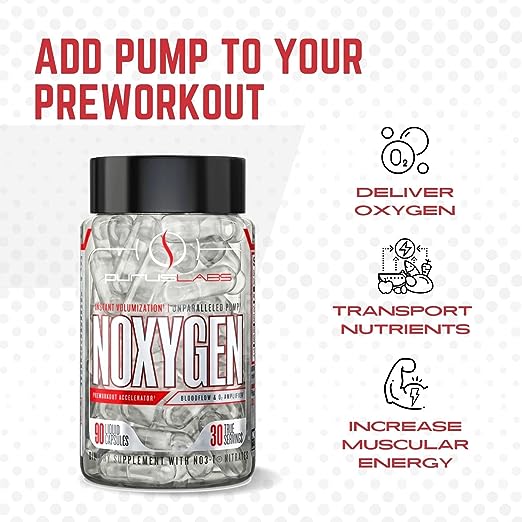 Noxygen Purus Labs Liquid Capsules Pre-Workout Accelerator | Nitric Oxide Pump Pills | Blood Flow & Oxygen Amplifier | 30 Servings, 90 Capsules