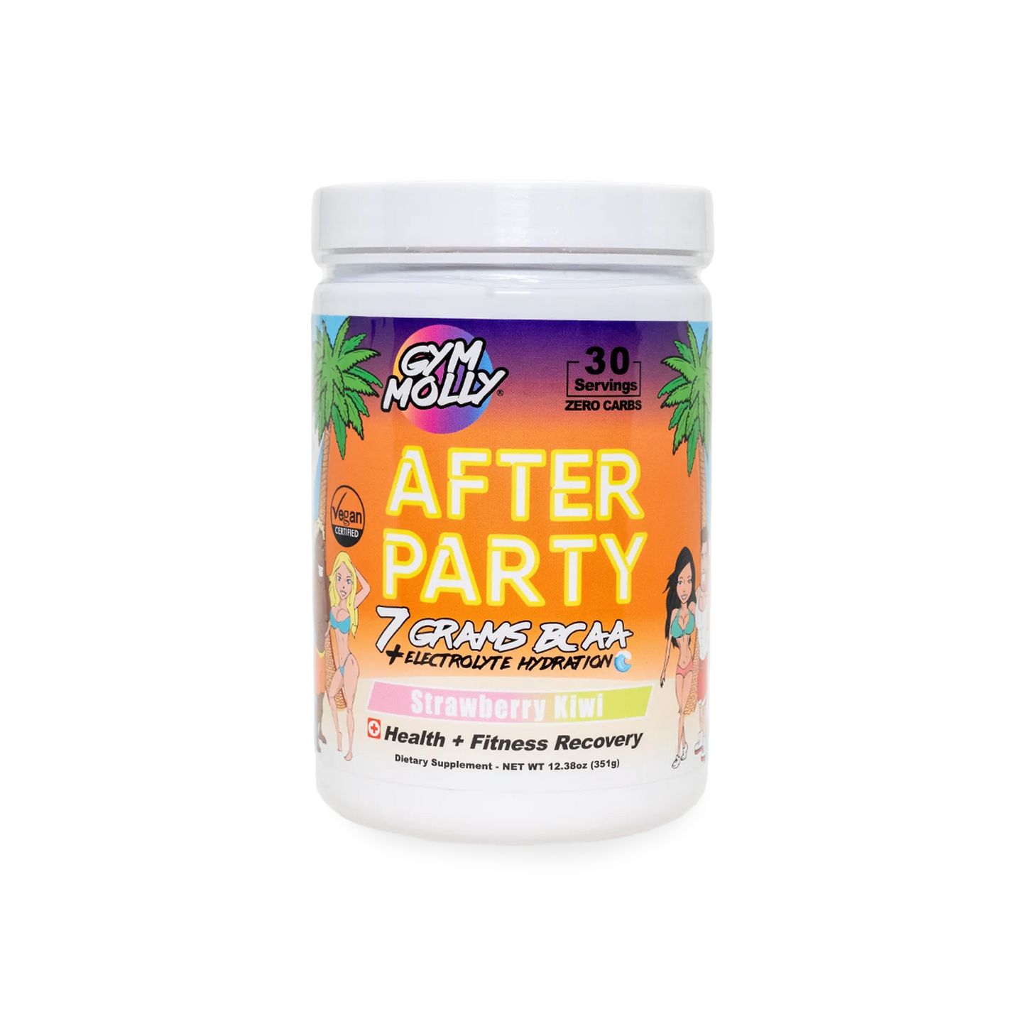 Gym Molly After Party Vegan BCAA Powder - Workout Drink Supplement for Fitness Recovery