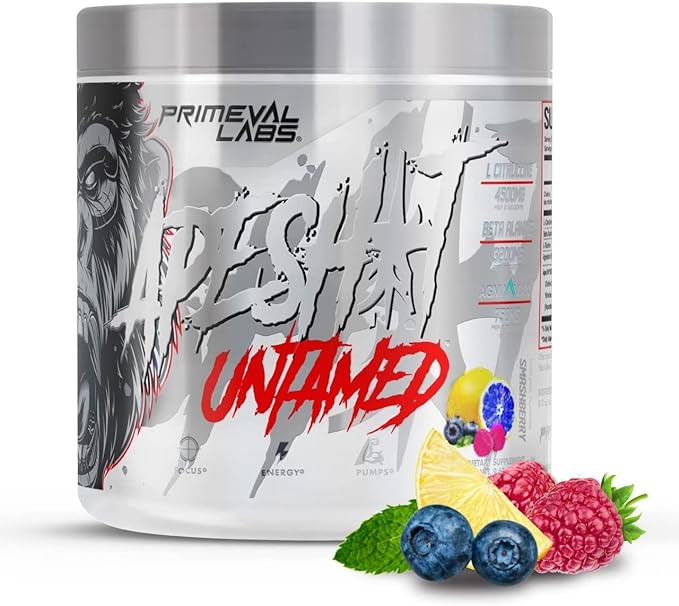 Primeval Labs Apesht Untamed Pre Workout Energy Drink Powder | Max Support for Pumps & Focus | Nitric Oxide Production Preworkout Energy with L-Citrulline, Beta Alanine, 40 Servings